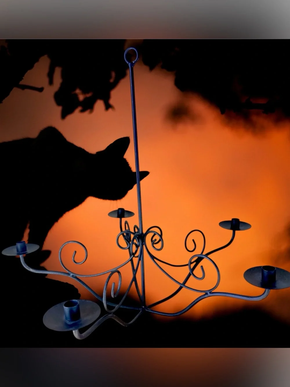 Vintage Wrought Iron Candelabra Chandelier~Western Gothic Halloween 26”x25”